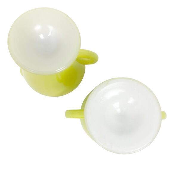 vintage Hazel-Atlas glass Ovide Chartreuse CREAMER & open SUGAR set glassware - Picture 12 of 12